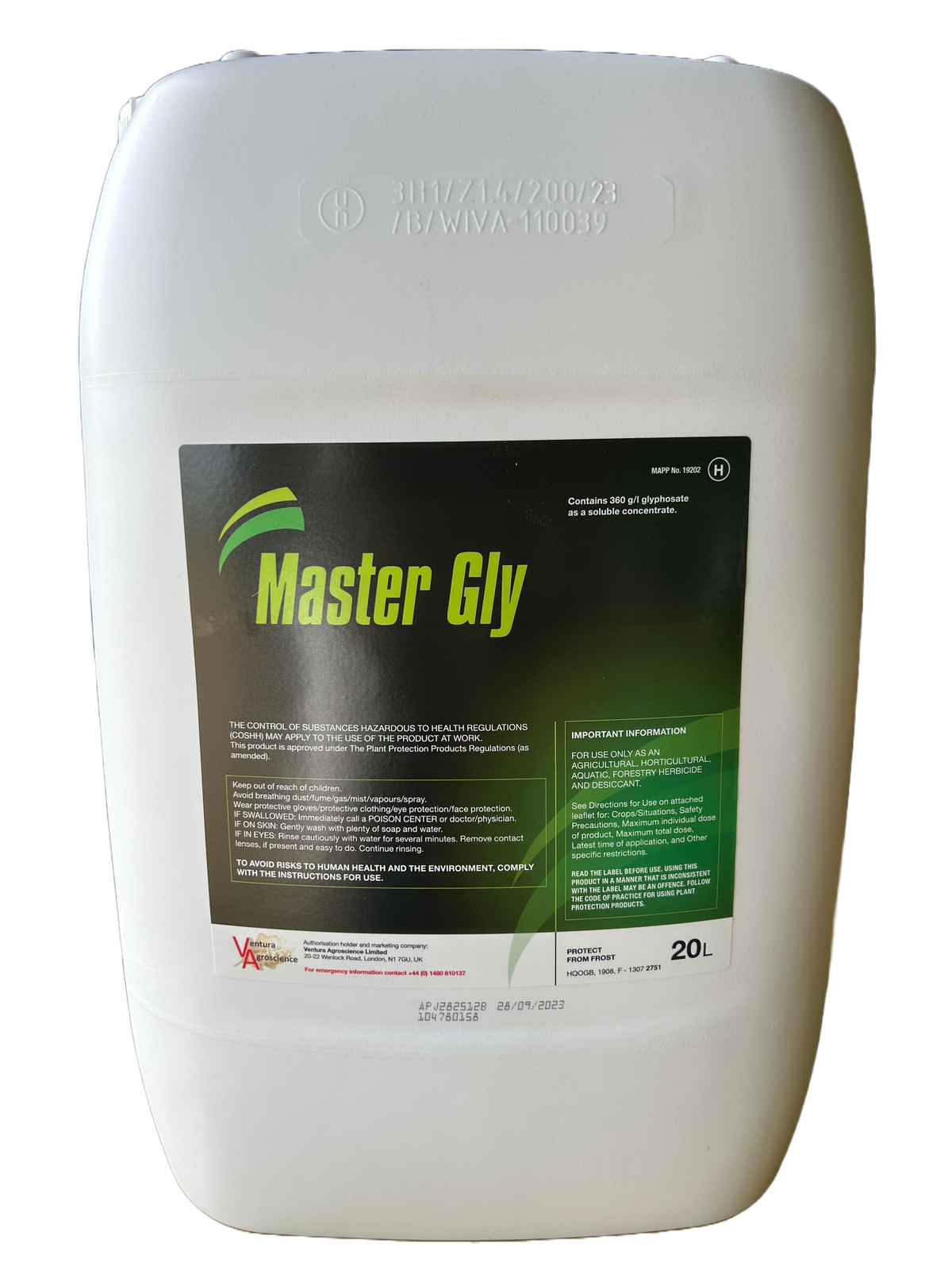 Master Gly 20lt 360 g/l Glyphosate The Best Industrial Strength Total Weed Killer - UK Amenity Ltd
