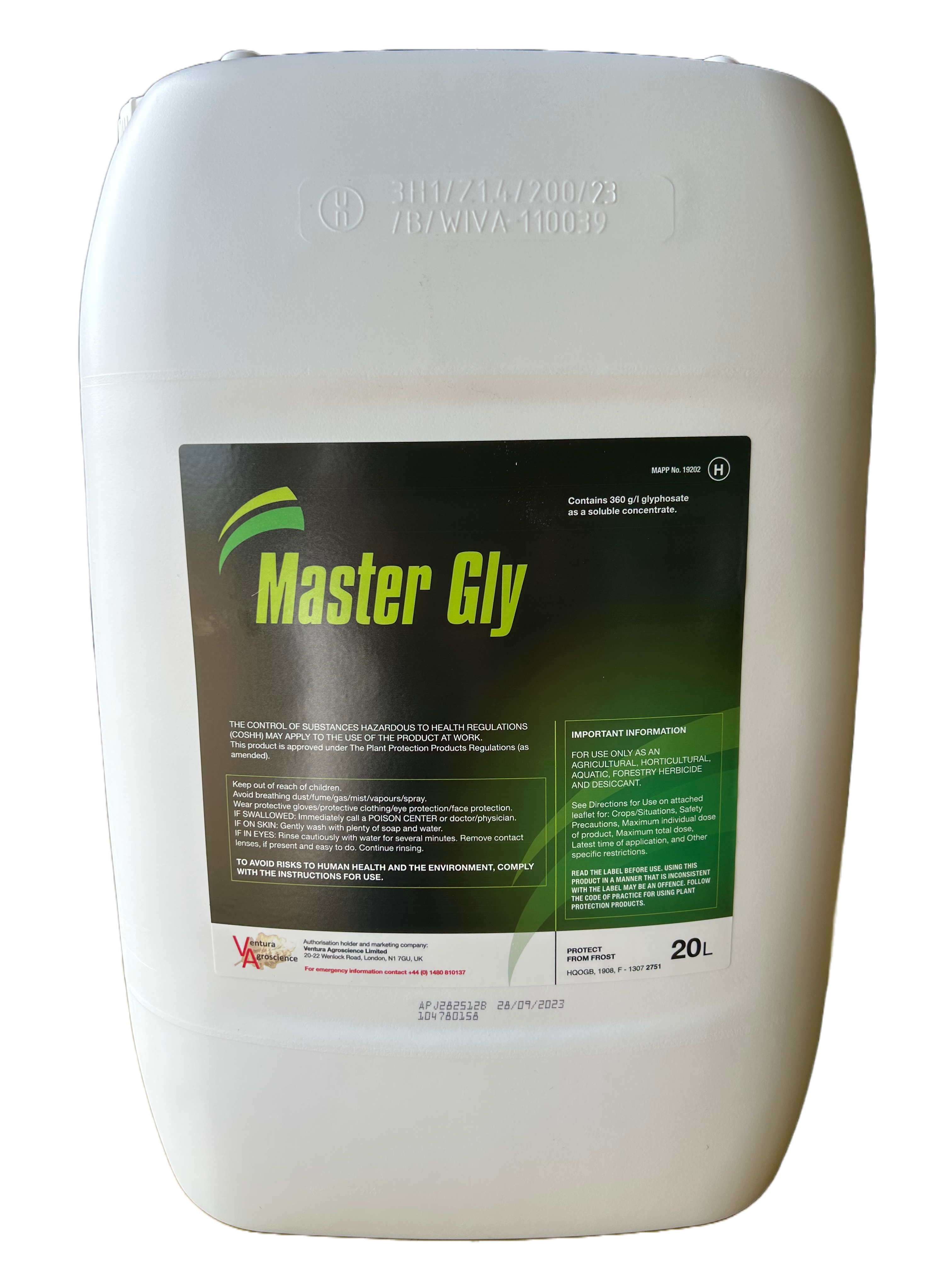 Master Gly 20lt 360 g/l Glyphosate The Best Industrial Strength Total Weed Killer - UK Amenity Ltd