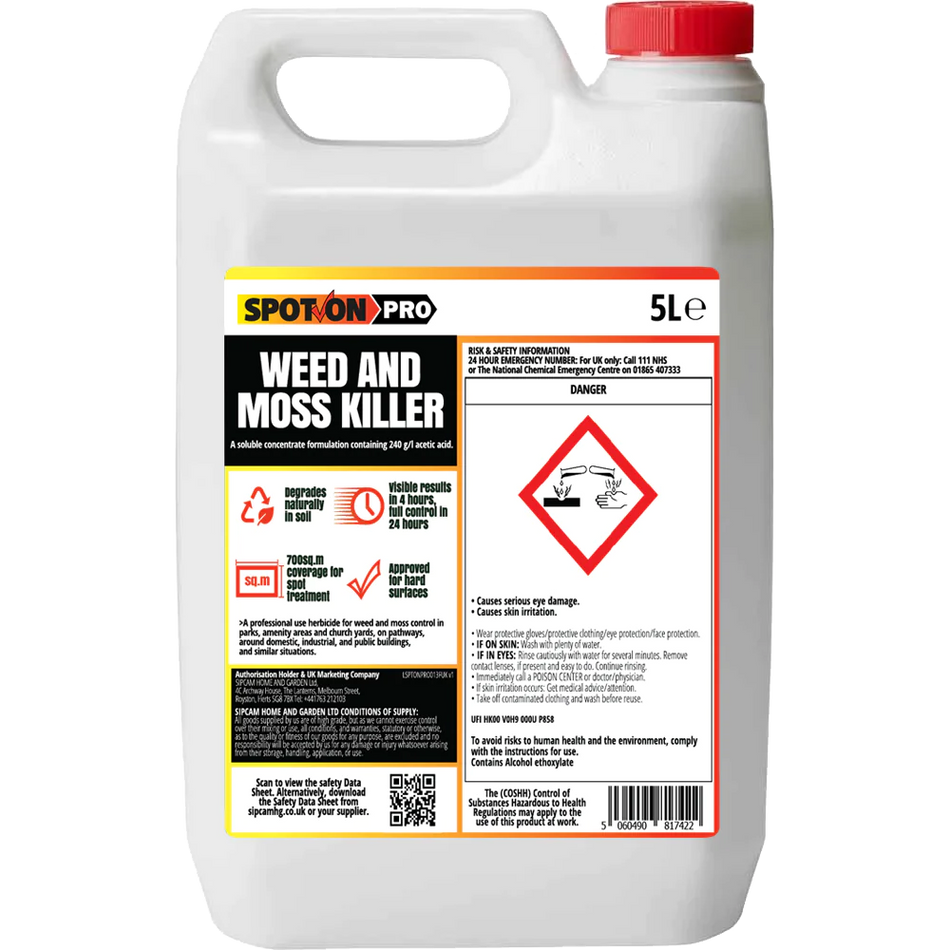 Spot On Pro 5l Weed & Moss Killer Glyphosate Free - UK Amenity Ltd
