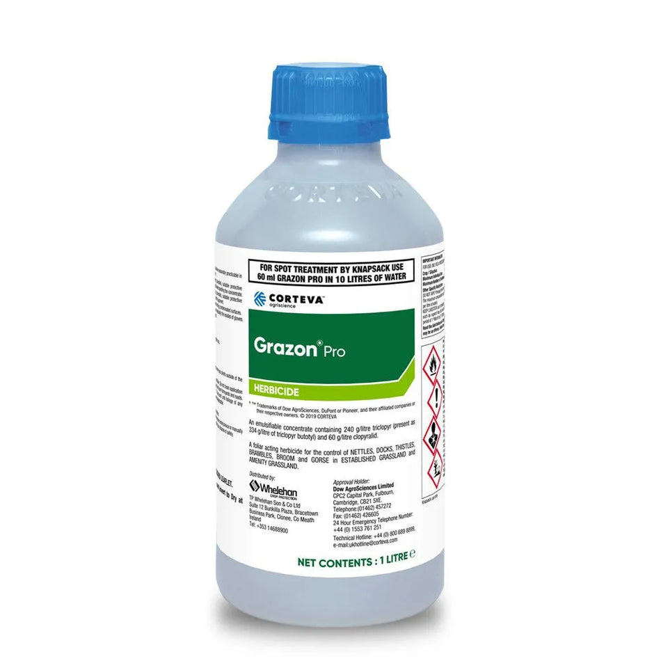 Grazon Pro 1L weed killer safe on Paddocks to control nettles, docks & thistles