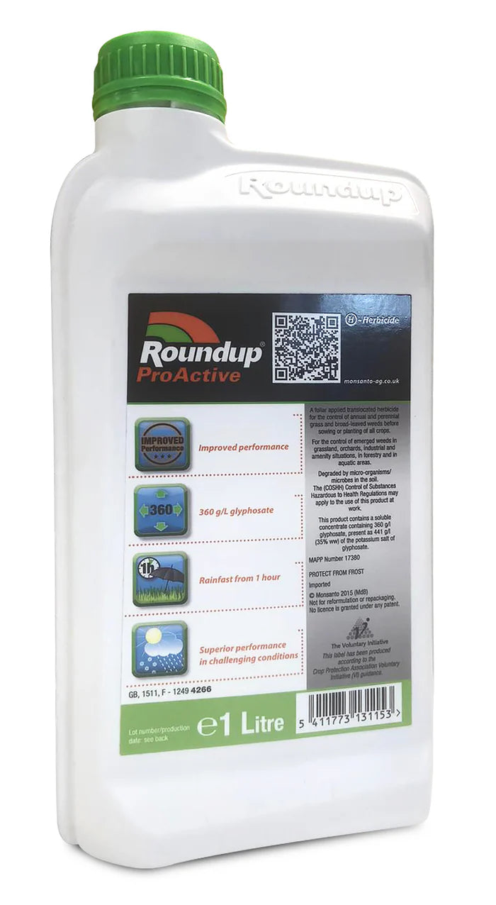 Roundup Proactive 1L 360  Glyphosate Strong Total Weed Killer
