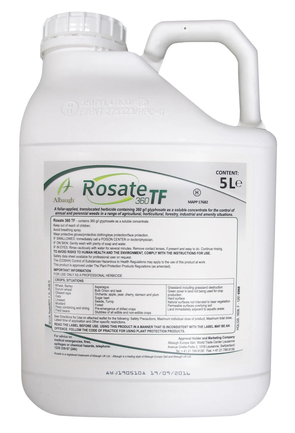 Rosate 360 TF - 5L Glyphosate - Total Weed Killer