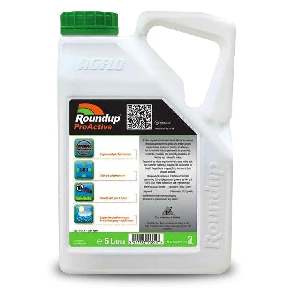 Roundup Proactive 5L Strong Glyphosate Total Weed Killer - UK Amenity Ltd